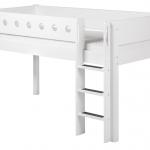 Letto semi elevato FLEXA White con scala dritta