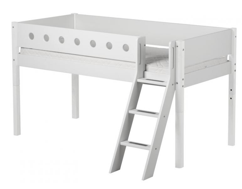 Letto semi elevato White con scala inclinata