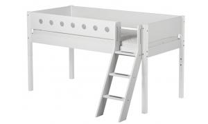 Letto semi elevato White con scala inclinata - Dimesione 210cm - Colore Bianco