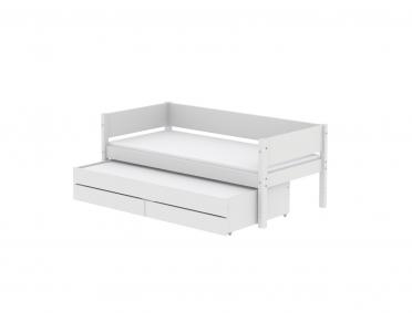 Letto singolo FLEXA White con blocco letto estraibile con 2 cassetti 3 in 1