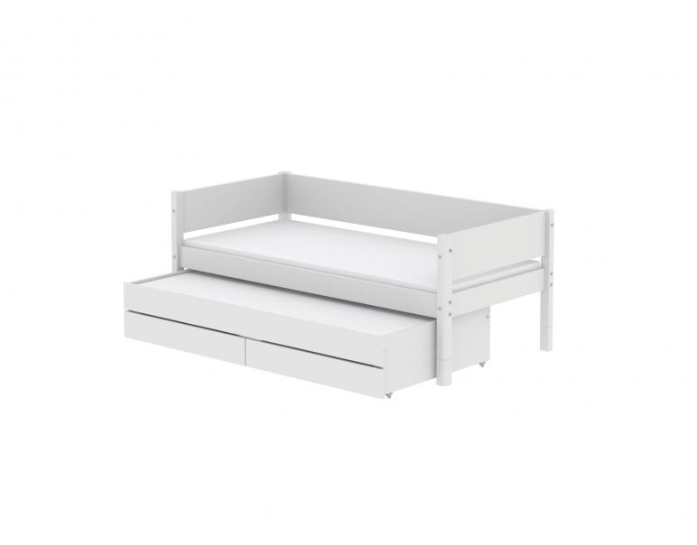 Letto singolo FLEXA White con blocco letto estraibile con 2 cassetti 3 in 1