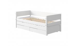 Letto singolo FLEXA White con blocco letto estraibile con 2 cassetti 3 in 1 - Dimesione 210cm - Colore Bianco/bianco