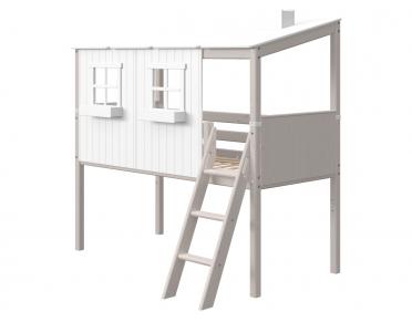 Letto casa Classic elevato con scala inclinata tetto completo