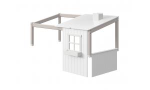 Kit tetto e frontale per Trasformazione letto Casa Classic 1/2 - Dimesione 210cm - Colore Bianco - Dettaglio Grigio