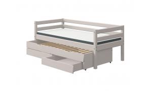 Letto singolo Classic con blocco letto estraibile con 2 cassetti - Dimesione 210cm - Dettaglio Grigio