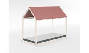 Letto Montessoriano FLEXA Cottage - colore Misty Rose - Dettaglio tetto in tessuto per letto cottage