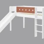Letto semi elevato FLEXA White con scivolo e scala dritta