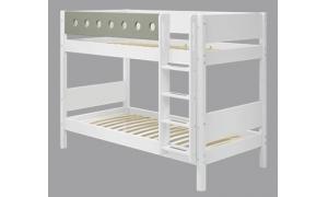 Letto a castello White con scala dritta - Dimesione 210cm - Colore Bianco/bianco - colore Natural Green