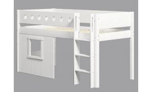 Letto semi elevato FLEXA White con scala dritta - Dimesione 210cm - Colore Bianco - Dettaglio Bianco