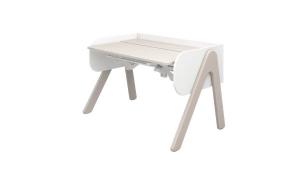 Scrivania ergonomica in legno FLEXA Woody - Colore Bianco - Dettaglio Grigio