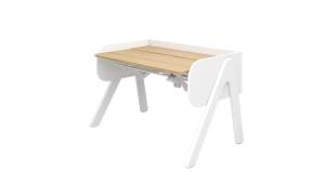 Scrivania ergonomica in legno FLEXA Woody - Colore Bianco - Dettaglio rovere massello