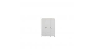 Armadio in legno 3 ante e 2 cassetti - Dettaglio Bianco - Colore Sbiancato - colore Blush