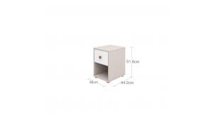 cassettiera/ comodino con 1 cassetto - Dettaglio Bianco - colore Blush - Colore Grigio
