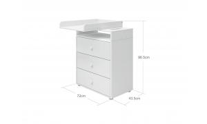 Fasciatoio con comò con 3 cassetti - Colore Bianco