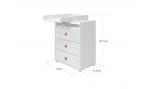 Fasciatoio con comò con 3 cassetti - colore Blush