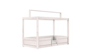 Letto 4 in 1 - Materasso misura 90 x 200 - Finiture whitewashed - Rivestimento per tetto in tessuto standard