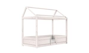 Letto 4 in 1 - Materasso misura 90 x 200 - Finiture whitewashed - Rivestimento per tetto a capanna