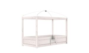 Letto 4 in 1 - Materasso misura 90 x 200 - Finiture whitewashed - Rivestimento per tetto a baldacchino