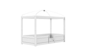 Letto 4 in 1 - Colore Bianco - Materasso misura 90 x 200 - Rivestimento per tetto a baldacchino