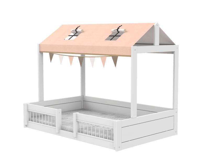 Letto Montessoriano con telaio per tetto e protezioni