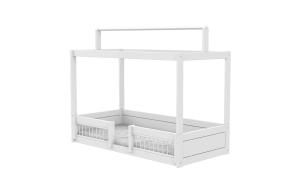 Letto Montessoriano con telaio per tetto e protezioni - Colore Bianco - Materasso misura 90 x 200