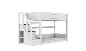 Letto a castello basso con scala a gradoni - Colore Bianco - Materasso misura 90 x 200