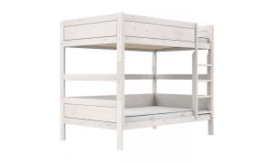 Letto a castello con scala Lifetime  - Colore Sbiancato - Dettaglio Piazza e mezzo - Materasso misura 120 x 200