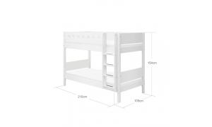 Letto a castello White con scala dritta - Dimesione 210cm - Dettaglio Bianco - Colore Bianco/bianco