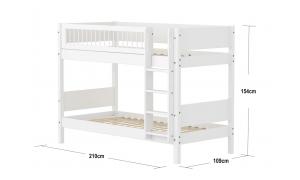 Letto a castello White con scala dritta - Dimesione 210cm - Colore Bianco - Dettaglio Crossbar